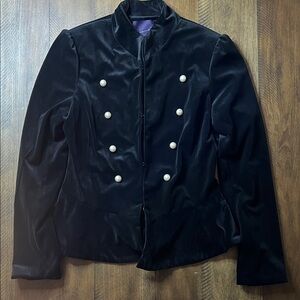 NWOT - Amaryllis Black Velvet Blazer with Pearl Accents